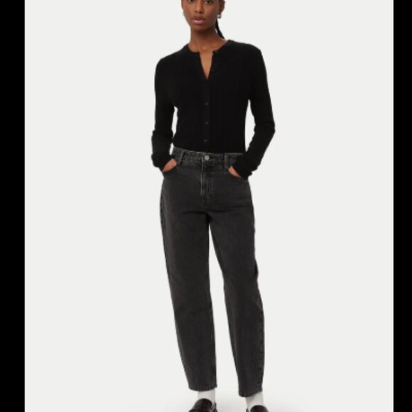 Frank & Oak The Stevie Tapered Jean Black Size 29 High Rise Preppy Casual Ankle - Picture 1 of 11